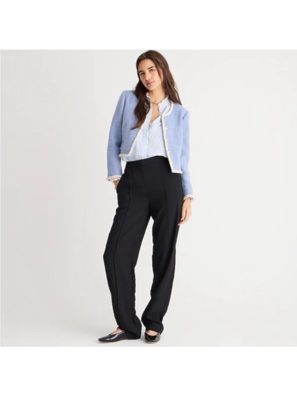 NWT J. Crew Black Tailored Crepe High-Rise Trousers - 12